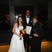 Me, with Bride, Christine, and Groom, Tasso, at their wedding at the Prudential 