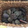 Messages Written on Rocks for the Bride and Groom.